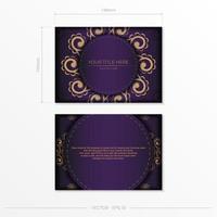 Luxurious purple postcard template with vintage abstract mandala ornament. Elegant and classic vector elements are great for decoration.