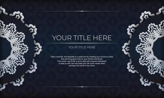 Dark blue luxury background with abstract ornament. Elegant and classic vector elements ready for print and typography.