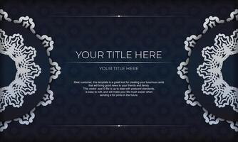 Dark blue luxury background with abstract ornament. Elegant and classic vector elements ready for print and typography.