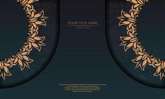Dark green luxury background with Indian mandala ornament. Elegant and classic vector