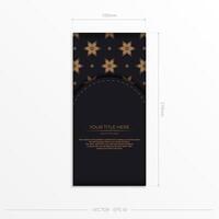 Black and gold gift card template with gold pattern vector