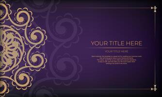 Luxury purple invitation card template with vintage abstract ornament. Elegant and classic vector elements ready for print and typography. Vector illustration.