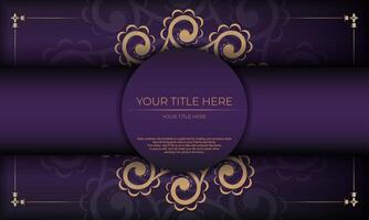 Luxurious purple invitation card template with vintage indian ornaments. Elegant and classic elements ready for print and typography. illustration. vector