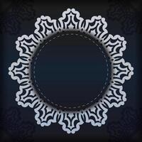 Dark blue invitation card template with white abstract ornament. Elegant and classic vector elements ready for print and typography.