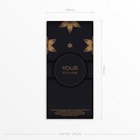 Luxurious black invitation card template with vintage indian ornaments. Elegant and classic vector elements ready for print and typography.