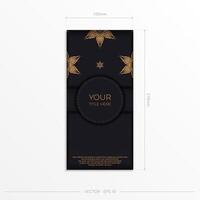 Luxurious black invitation card template with vintage indian ornaments. Elegant and classic vector elements ready for print and typography.