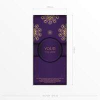 Luxurious purple invitation card template with vintage indian ornaments. Elegant and classic vector elements ready for print and typography.