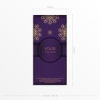 Luxurious purple invitation card template with vintage indian ornaments. Elegant and classic vector elements ready for print and typography.