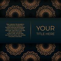 Dark green invitation card template with white Indian ornaments. Elegant and classic vector elements ready for print and typography.