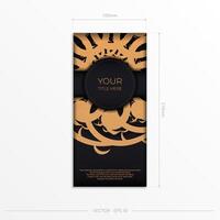 Luxury black rectangular invitation card template with vintage abstract ornament. Elegant and classic elements are great for decoration. vector