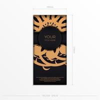 Luxury black rectangular invitation card template with vintage abstract ornament. Elegant and classic vector elements are great for decoration.