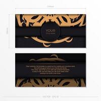 Luxury black rectangular invitation card template with vintage abstract ornament. Elegant and classic elements are great for decoration. vector