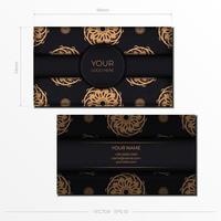 Black luxury business cards template. Decorative business card ornaments, oriental pattern, illustration. vector