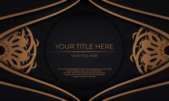 Black luxury background with abstract mandala ornament. Elegant and classic vector elements with space for your text.