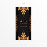 Luxurious black postcard template with vintage indian ornaments. Elegant and classic vector elements ready for print and typography.
