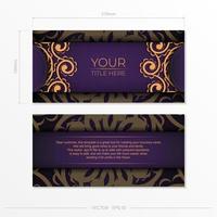 lujosa plantilla de postal púrpura con adorno abstracto vintage. elementos vectoriales elegantes y clásicos listos para impresión y tipografía. vector