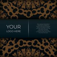 Dark green postcard template with white abstract ornament. Elegant and classic elements are great for decoration. vector