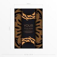Luxury black rectangular invitation card template with vintage abstract ornament. Elegant and classic elements ready for print and typography. vector