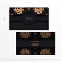 Black luxury Business cards. Decorative business card ornaments, oriental pattern, illustration. vector