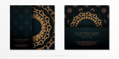 Dark green invitation card template with white abstract ornament. Elegant and classic elements are great for decoration. vector