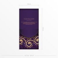 A purple and gold card with a floral pattern vector
