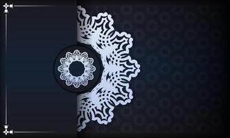 Dark blue luxury background with abstract ornament. Elegant and classic vector elements.