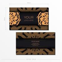 Black luxury business cards template. Decorative business card ornaments, oriental pattern, illustration. vector