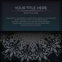 Dark green invitation card template with white abstract ornament. Elegant and classic elements are great for decorating. illustration. vector