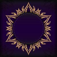 A purple background with a gold circular design vector