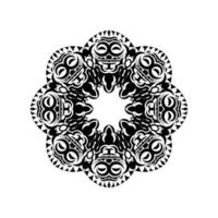 Indian mandala black and white. Circular ornament. Isolated on a white background. Vector illustration.