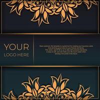 Dark green invitation card template with white abstract ornament. Elegant and classic elements are great for decorating. Vector illustration.