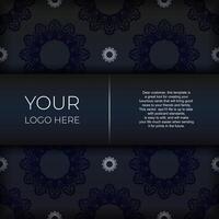 Dark blue invitation card template with white abstract ornament. Elegant and classic vector elements are great for decoration.