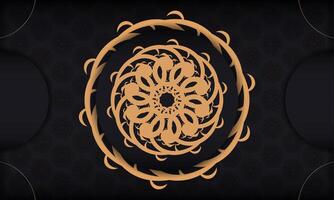 Black luxury background with abstract mandala ornament. Elegant and classic vector elements with space for your text.