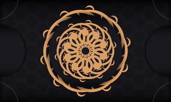 Black luxury background with abstract mandala ornament. Elegant and classic vector elements with space for your text.