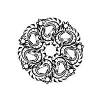 mandala indio en blanco y negro. logotipo en blanco y negro. elemento aislado para el diseño y la coloración sobre un fondo blanco. vector