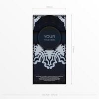 Dark blue invitation card template with white Indian ornaments. Elegant and classic vector elements ready for print and typography.