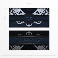 plantilla de tarjeta de invitación azul oscuro con adorno abstracto blanco. elementos vectoriales elegantes y clásicos listos para impresión y tipografía. vector