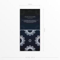A black and white business card with a white lace pattern vector