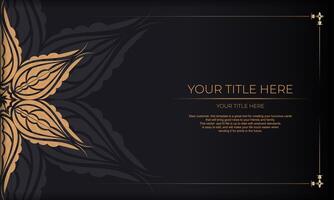 Luxury black and gold background with ornate design vector