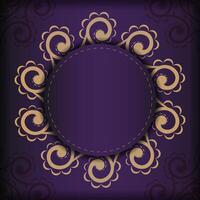 Luxurious purple invitation card template with vintage indian ornaments. Elegant and classic elements ready for print and typography. vector