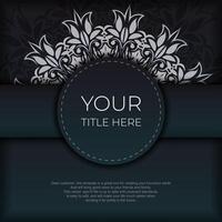 Dark green invitation card template with white abstract ornament. Elegant and classic elements ready for print and typography. illustration. vector