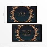 Dark green business cards template. Decorative business card ornaments, oriental pattern, illustration. Ready to print, meet the requirements of the printing house. vector