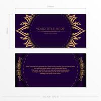 A purple and gold business card template vector