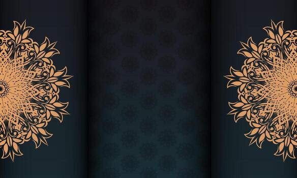Two banners with ornate designs on black and blue background vector