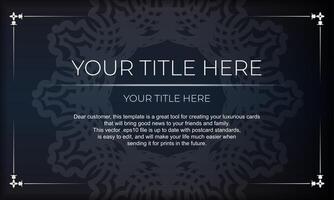 Dark blue luxury background with abstract ornament. Elegant and classic vector elements.