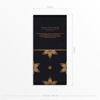 A black and gold business card with a gold star pattern vector