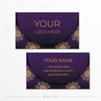 Purple Business Cards Template. Decorative business card ornaments, oriental pattern, illustration. vector