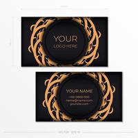 Black luxury business cards template. Decorative business card ornaments, oriental pattern, illustration. vector