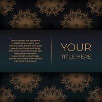 Dark green invitation card template with white abstract ornament. Elegant and classic elements are great for decorating. illustration. vector