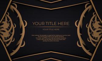 Luxury black and gold background with ornate design vector